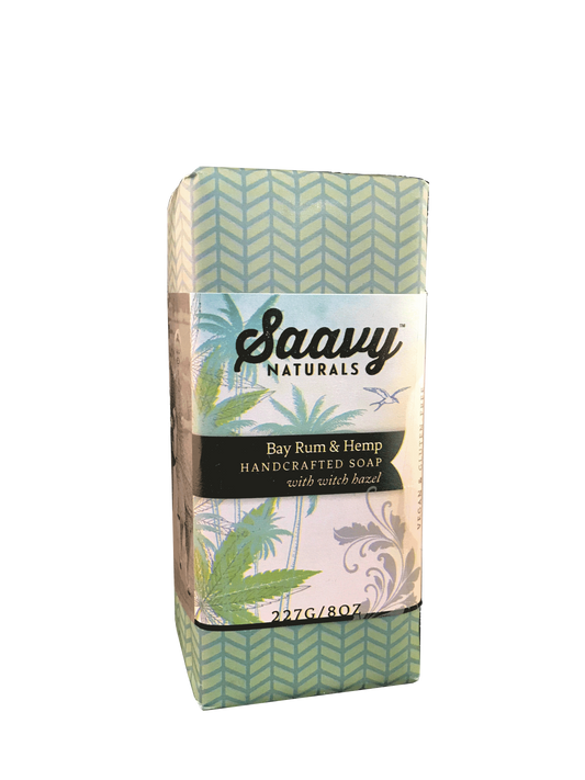 Classic Saavy Bay Rum & Hemp Handcrafted Soap with Witch Hazel (8oz.)